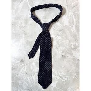 Vintage Paco Rabanne Paris Tie Navy Blue Woven Silk Necktie Men's Suit Accessory